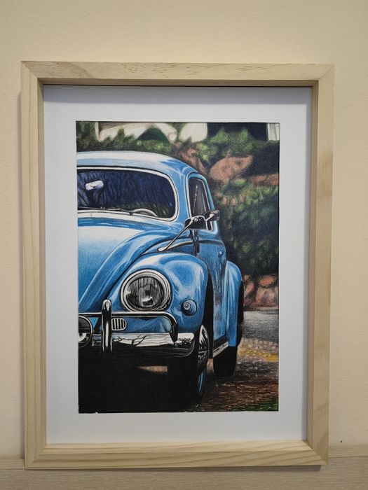 Ръчно рисувана картина на винтидж кола