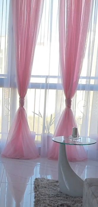 Прозрачни розови завеси - Органза