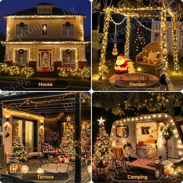 Коледна Светлинна Верига 50м с 250 Диода в Три Цвята Коледна Декорация