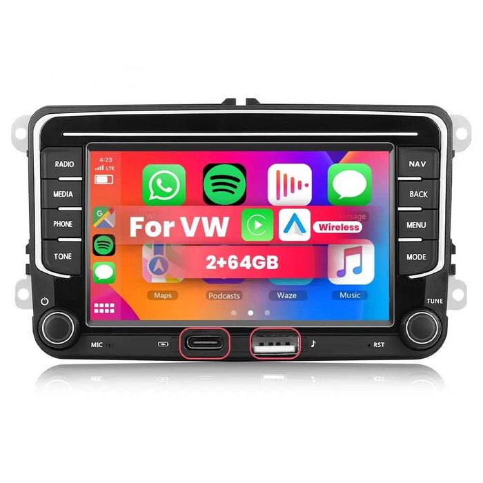 Navigatie Carplay 2GB Passat B6 B7 Golf 5 6 Skoda Octavia Seat