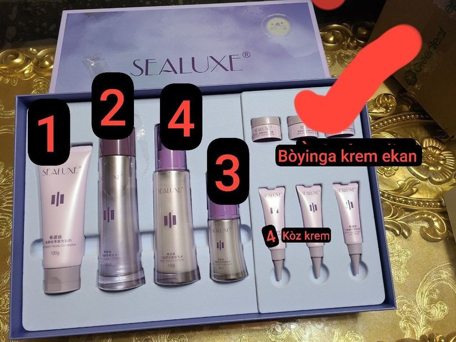 Green leaf yuz, ko'z oldi ajin,l va bo'yinga naborsuper mahsulot