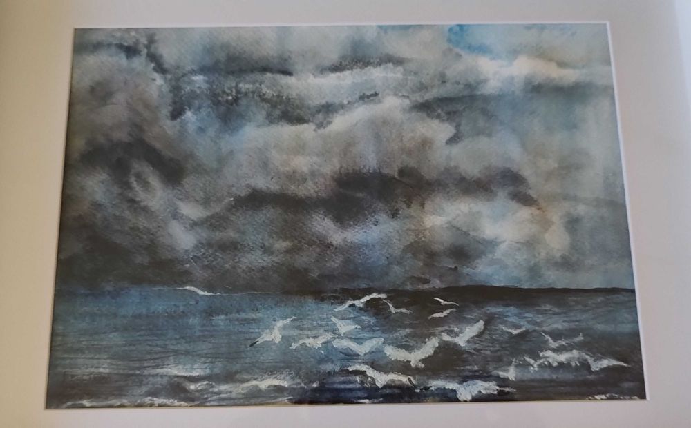 Акварел и сух пастел, с подпис от художника