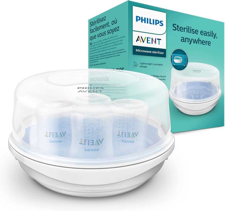 D1600 Philips Avent SCF281/02 – Микровълнов стерилизатор за бебешки шишета, залъгалки, чаши и аксесоари, стерилизация с пара