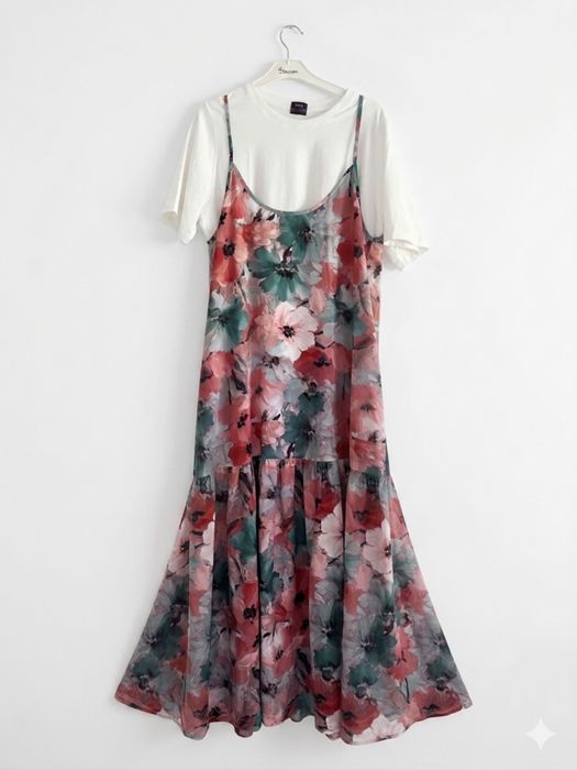 Женский летний макси сарафан из штапеля+футболка