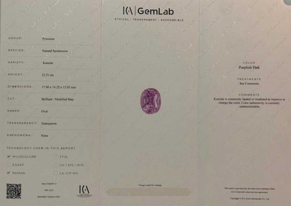 Kunzit natural roz purpuriu 22.71 ct - Spodumen