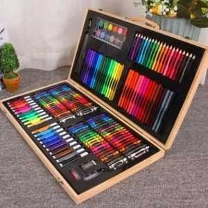 Комплект за рисуване и оцветяване в дървен куфар /180 части/
