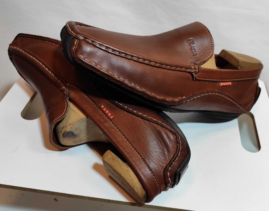 Pantofi de lux 45 45.5 mocasini slip on PRADA piele naturala moale