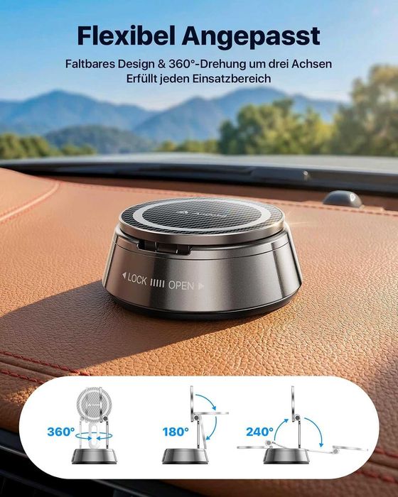 Магнитна стойка за телефон за кола Andobil MagSafe 360° – мощна вакуумна фиксация