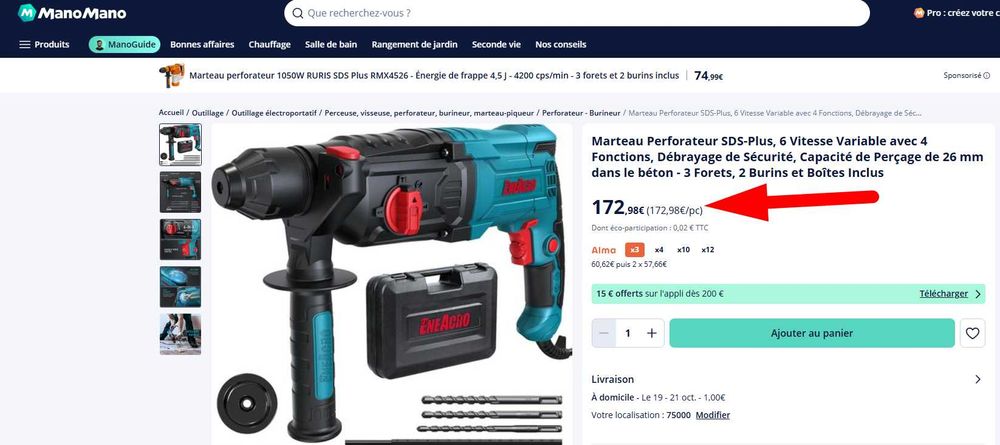 Ciocan Rotopercutor, SDS Plus, 1050W, 3.5 J, NOU