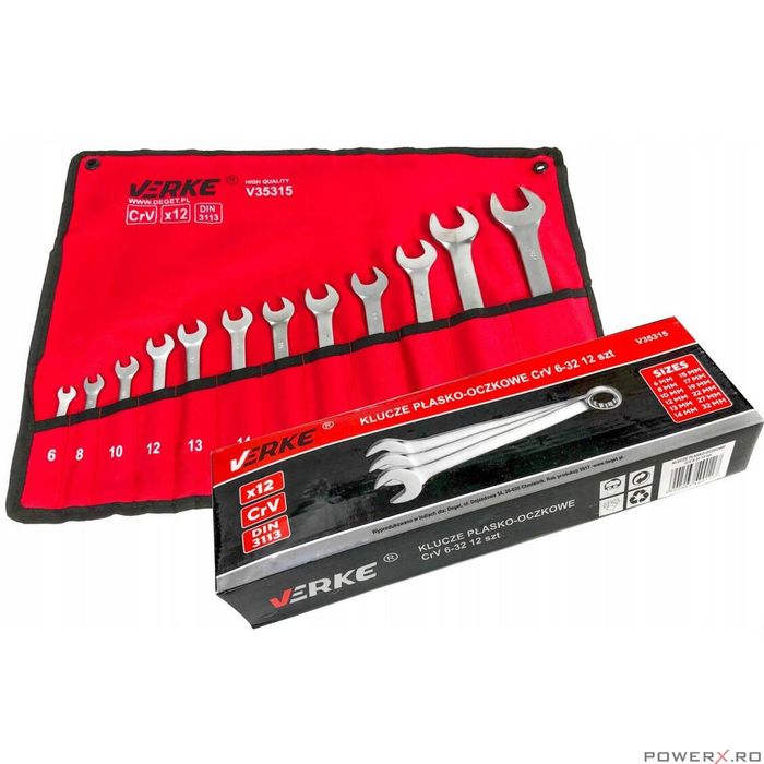 Set chei combinate, 6-32 mm, 12 piese, crom-vanadiu, Verke