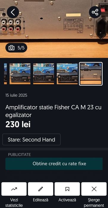 Amplificator statie Fisher CA M 23 cu egalizator