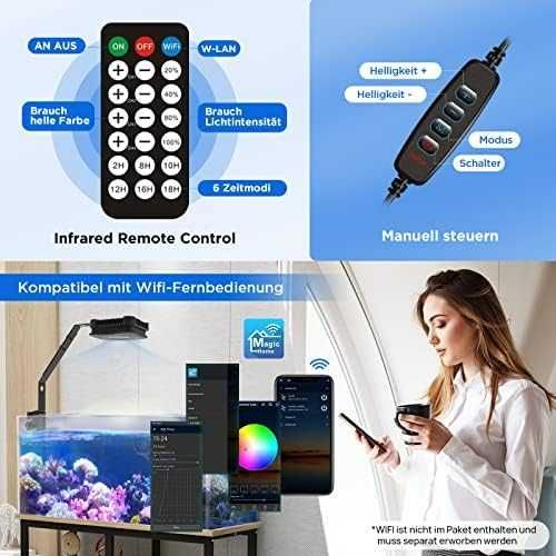Нова 25W LED светлина за аквариум RF дистанционно затъмняване