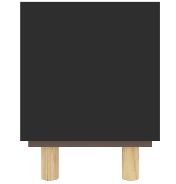 Comoda TV, negru, 105x30x40 cm lemn masiv pin si ratan natural