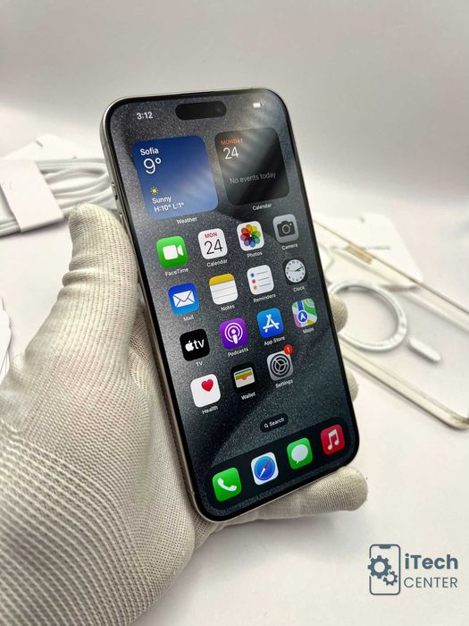 iPhone 15 Pro MAX, 256GB, White, 100% батерия, КАТО НОВ, ГАРАНЦИЯ!