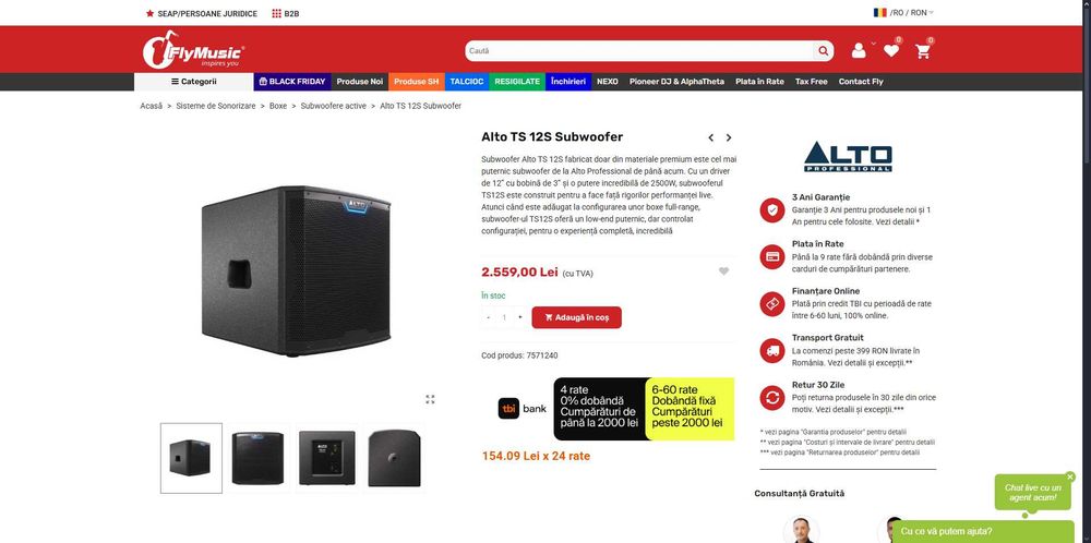 Sistem activ profesional ALTO doi sateliti si bass, cabluri + trepiede