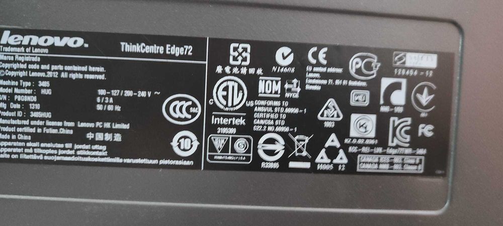 Lenovo Edge72 Intel G2030 4Gb RAM 500 Gb HDD