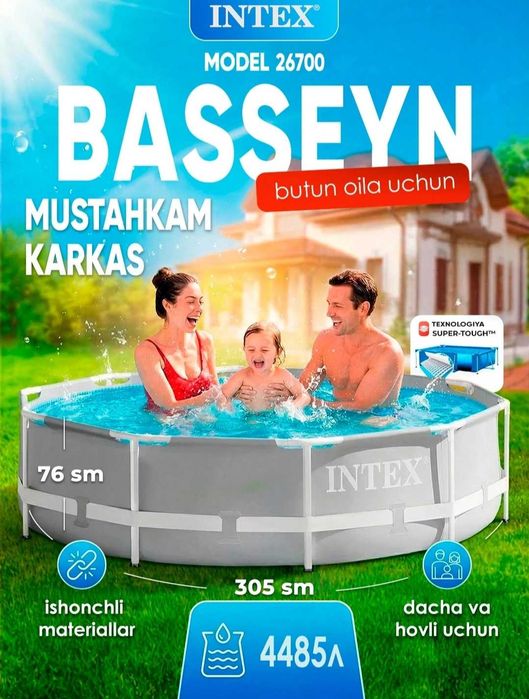 Yangi Baseyn basen intex inteks 305 diametri. 76 balandligi upakovka