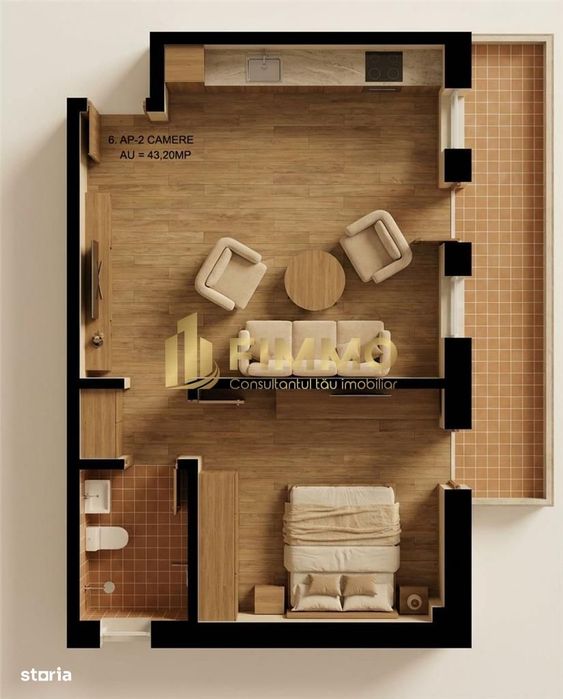 Apartament 2 cam | 43.2mp | Bloc Nou | Burdujeni | ID:1919 — fotografia 1