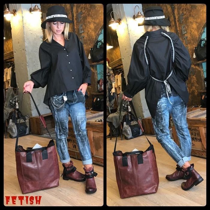 Fetish style! Комплект чисто нови боти и чанта от естествена кожа!