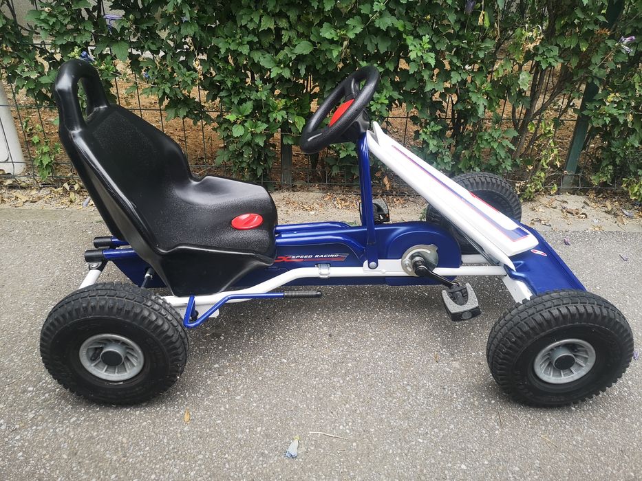 Cart/Kart cu pedale pentru copii PUKY F600 L 5-10 ani alb/albastru