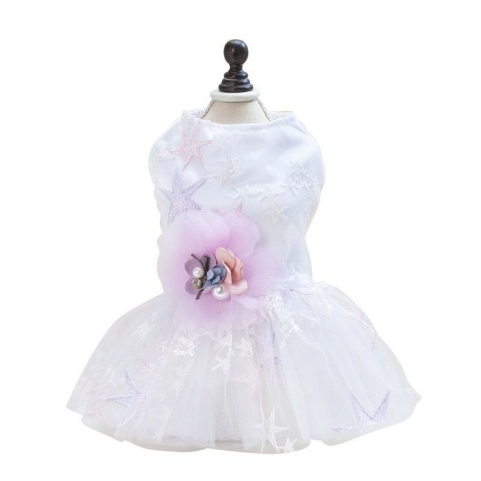 Бяла булчинска рокля за куче Официални дрехи за кучета Кучешки дрехи