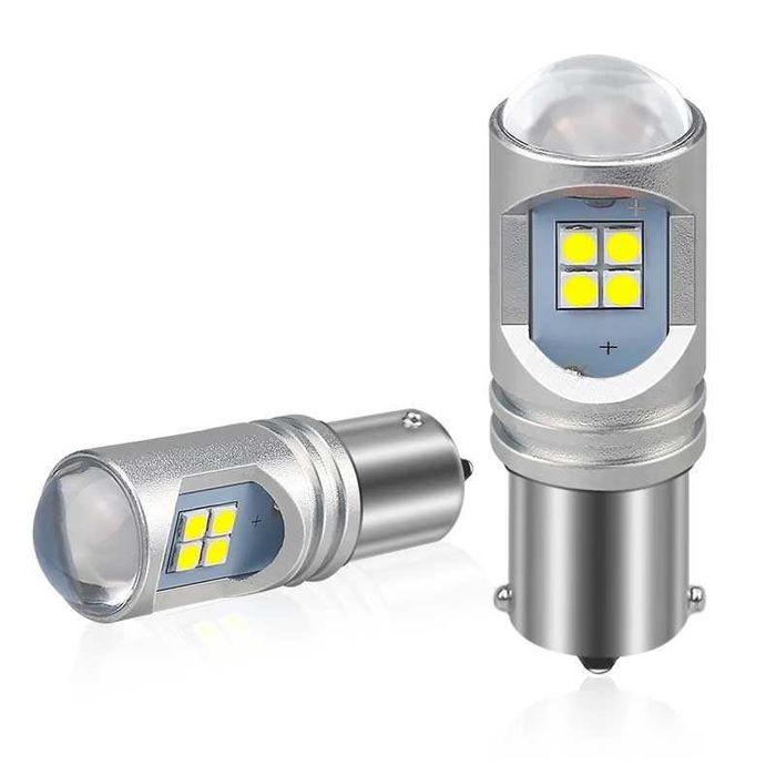 LED диодни крушки с вградени лупи - P21W/BA15S, Canbus Error Free