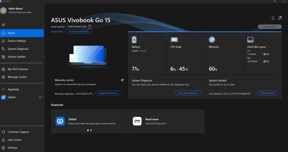 ASUS Vivobook Go 15 Ryzen 3 7320U 15.6" Full HD 8GB SSD 512GB garantie