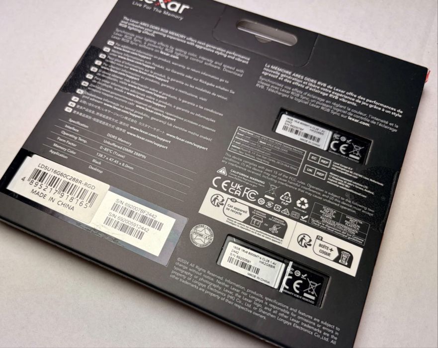 Kit RAM Lexar DDR5 32GB 6000MHz CL28 2X16GB RGB Ares Nou, Garantie!