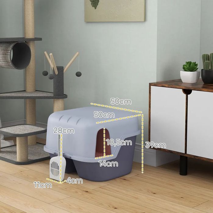 PawHut Кутия за котешка тоалетна с капак и лъжичка