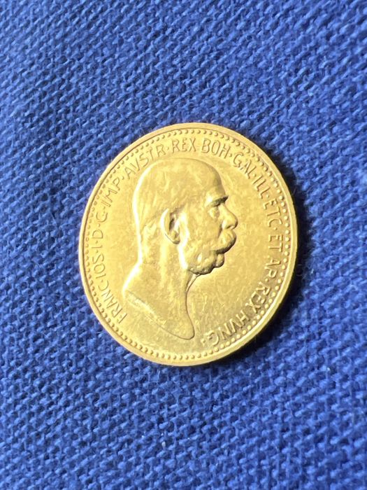 Moneda aur 10 Corona 1911 (coroana), 3,38 gr, 22 karate, Franz Iosef