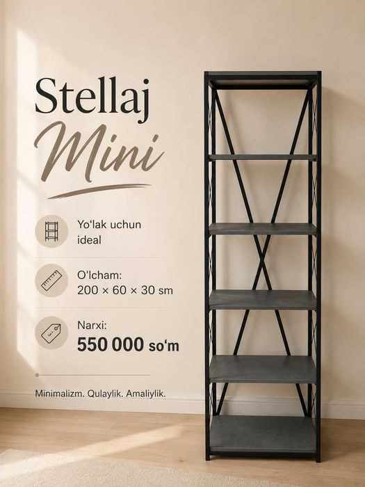 Stellaj Mini loft uslubida/ Стеллаж Mini в стиле лофт