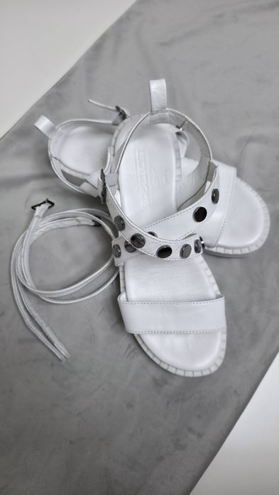 Sandale dama Luca di Gioia, piele naturala, albe, marimea 38