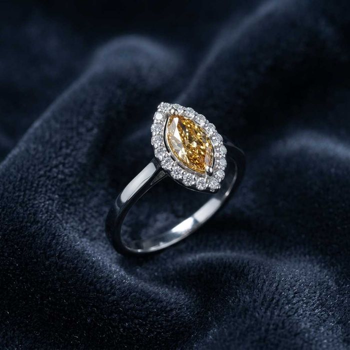 Inel 14K – diamant natural Fancy Deep Orange IGI