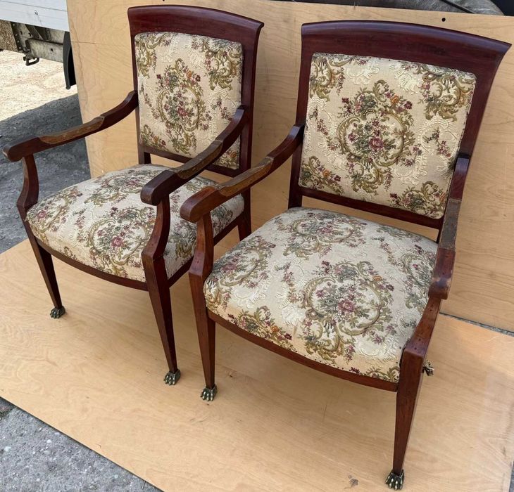 Set canapea + 2 fotolii stil Empire / Napoleon III, lemn masiv, vintage, Necesita curatare