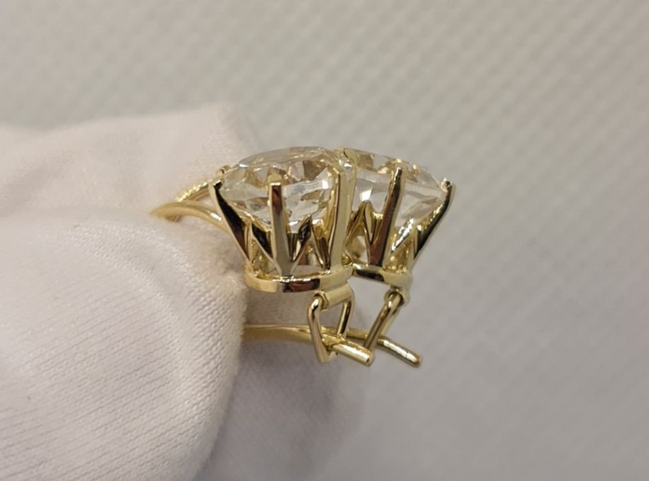 Cercei din aur 14 k cu topaz natural creat manual