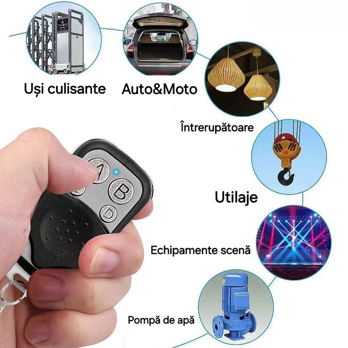 Telecomandă universală: garaj, poartă, alarmă auto/moto, lumini, pompă