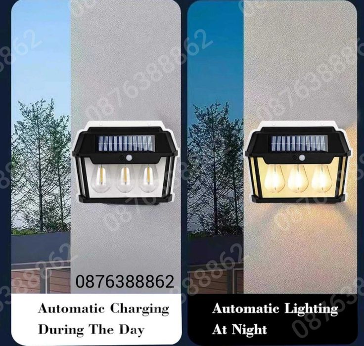 ПРОМО!Соларна лампа за фасада, топла светлина, сензор за движение 38W