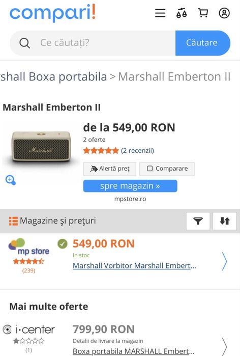 MDM vinde: Boxa portabila Marshall Emberton 2, Black.