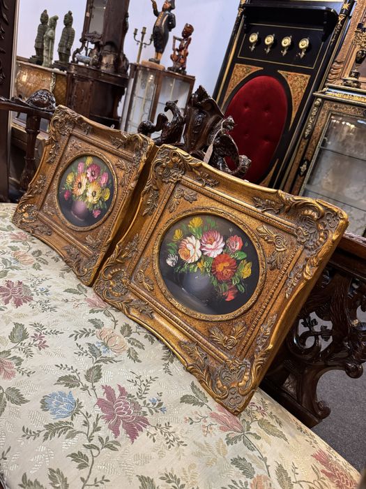 Doua tablouri deosebite - pictura in ulei, rama baroc lemn