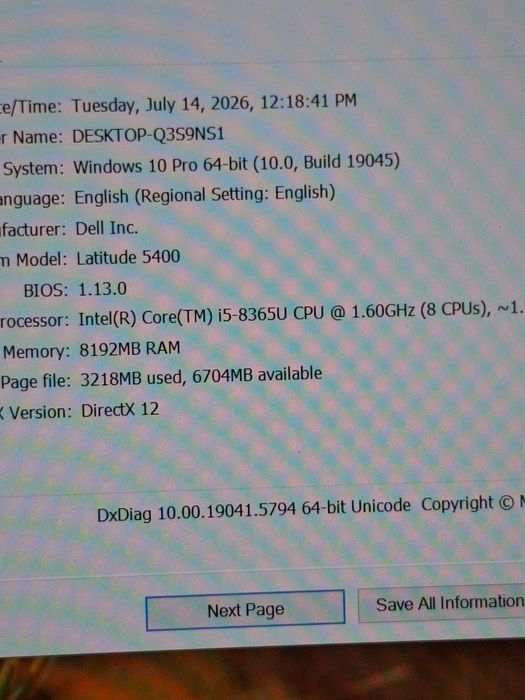 Laptop Dell cu i5 generatia a 8 a