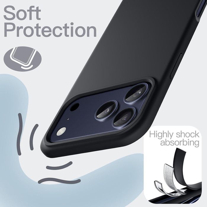 Матов силиконов кейс за apple iphone 17 pro - черен