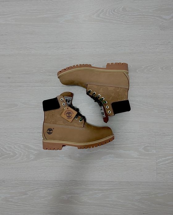Ghete / Bocanci Timberland x BAPE (A Bathing Ape) Premium Waterproof - Ediție Limitată, Wheat / Camouflage