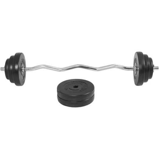 Stand reglabil haltera + set bara Z si discuri plastic, 35kg