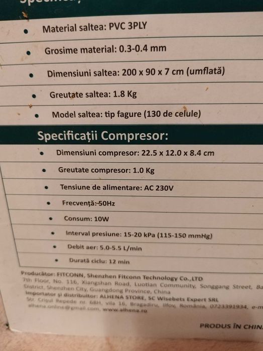 Saltea medicala antiescara cu compresor