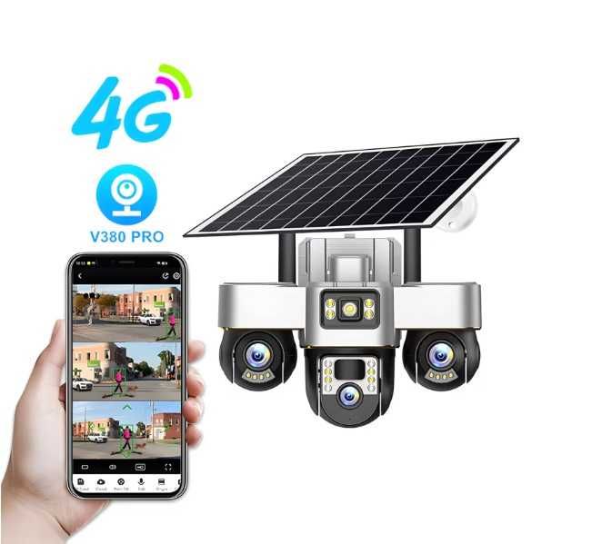 Камера със соларен панел V380Pro 4G, SIM карта, 18MP Full HD, 3 зони