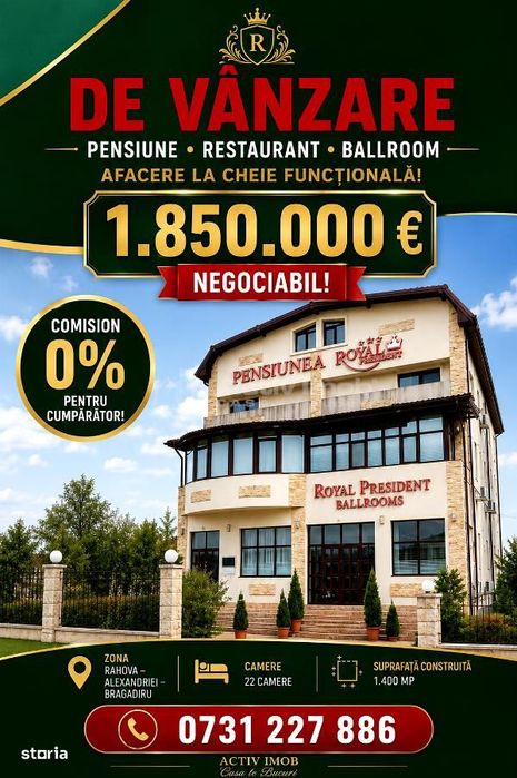 De vanzare –  Cladire comerciala - Pensiune – Restaurant – Ballroom –