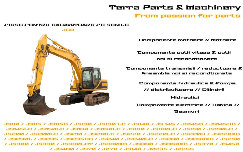 Piese excavatoare JCB JS220 JS160 JS180 JS130 JS240 JS260 JS330