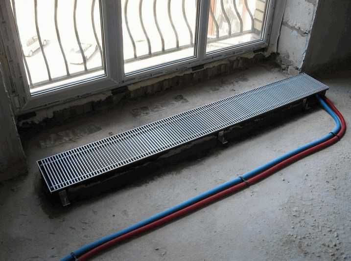 Установка внутрипольных конвекторов