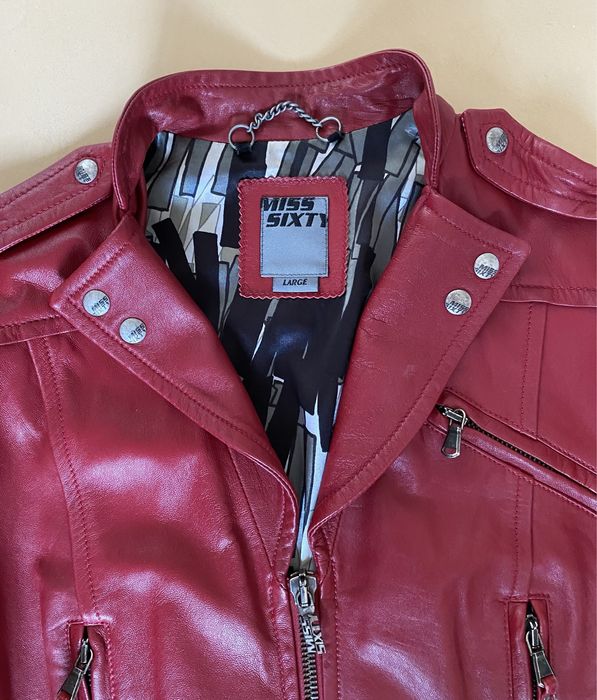 Geaca dama,rosie din piele naturala “MISS SIXTY”