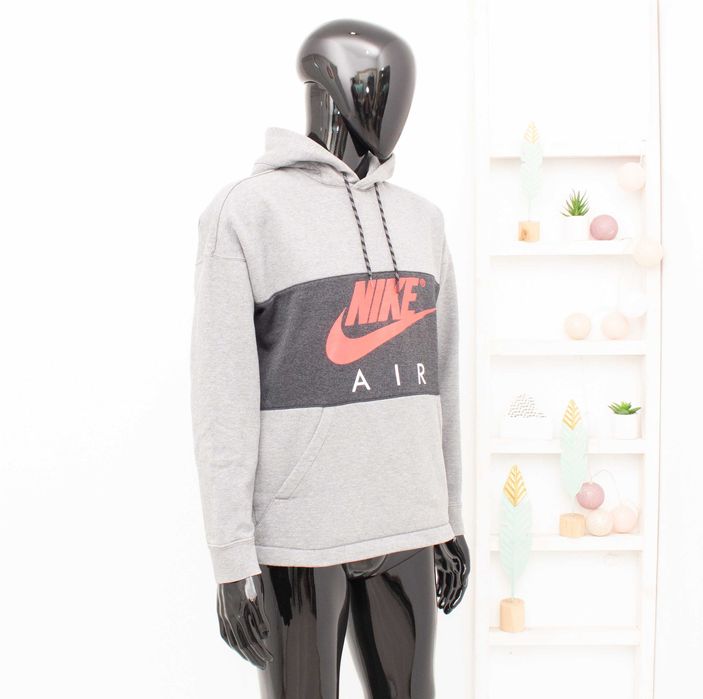 Nike Air оригинален мъжки суичър сиво худи с качулка голямо лого М